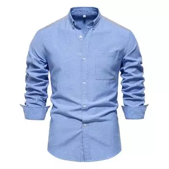 Весенняя новая рубашка оксфорд, мужская повседневная рубашка высокого класса с цветными блоками и длинными рукавами для мужчин S