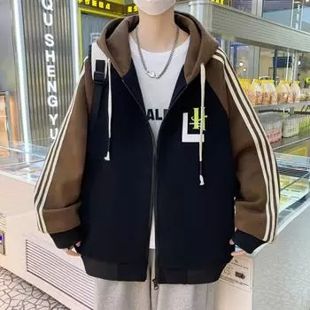 Весенняя новая стильная молодежная мужская бейсбольная форма куртка с капюшоном толстовка модная повседневная куртка с цветовым сочетанием M