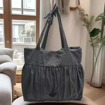 Весенняя новая сумка через плечо из японского однотонного хлопка и льна, большая вместительная сумка-тоут, мятая, милая и ленивая, тканевая сумка