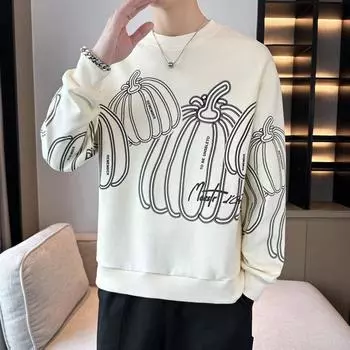 Весенняя новая универсальная тонкая толстовка с круглым вырезом, мужская модная брендовая футболка с длинными рукавами, свободный топ High Street