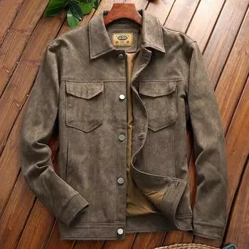Весенняя новая замшевая куртка мужская однотонная японская простая мужская куртка повседневная модная верхняя часть M