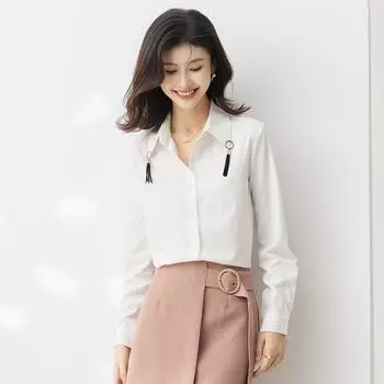 Весенняя новая женская модная универсальная рубашка S белый