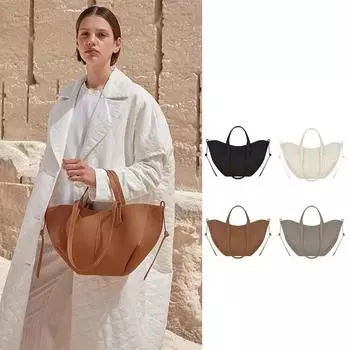 Весенняя новая женская сумка-тоут с рисунком личи, модная простая сумка-ведро большой вместимости, женская однотонная сумка через плечо с небольшим мешочком S белый