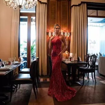 Весенняя новинка 2025 года, женская одежда, платье без рукавов, облегающее платье с запахом на бедрах S синий