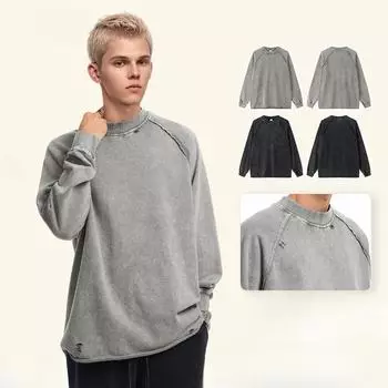 Весенняя новинка для мужчин, свободная толстовка с круглым вырезом и длинным рукавом XS чёрный