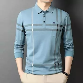 Весенняя новинка, мужская футболка с длинными рукавами, однотонная, с лацканами, для молодежи и мужчин среднего возраста, поло M