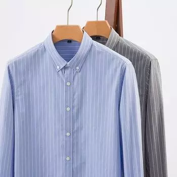 Весенняя новинка, мужская рубашка из чистого хлопка с длинными рукавами и лацканами, повседневная, простая, стильная мужская рубашка S