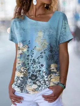 Весенняя новинка, ослепительная цветочная рубашка на пуговицах с L-образным воротником, качественная рабочая одежда, рубашка с короткими рукавами, повседневная удобная женская одежда S