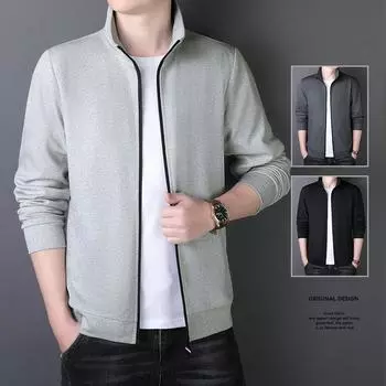 Весенняя новинка: рубашка на молнии, толстовка с воротником-стойкой, куртка средне-зеленого цвета, осеннее пальто, модный универсальный повседневный топ с длинными рукавами в корейском стиле. M