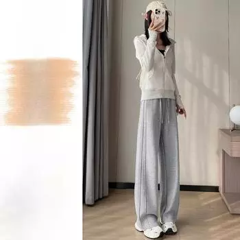 Весенняя новинка с высокой талией, узкая версия брюк-бананов для женщин, тонкие прямые брюки, повседневные универсальные узкие широкие брюки с завязками S