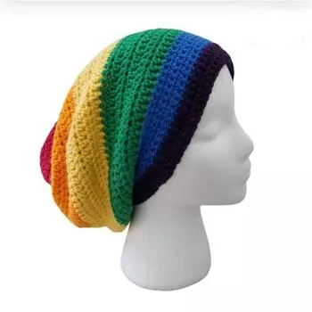 Весенняя новинка: шапка-свитер с цветными блоками, шерстяная шапка ручной вязки, маска, встроенная теплая маска. 56-59cm