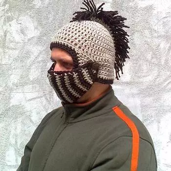 Весенняя новинка: шапка-свитер с цветными блоками, шерстяная шапка ручной вязки, маска, встроенная теплая маска. 57-59cm