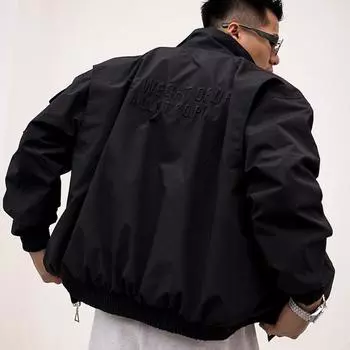 Весенняя новинка уличной моды, воротник-стойка, свободный силуэт, много карманов, ветрозащитная модная куртка M армия зеленый