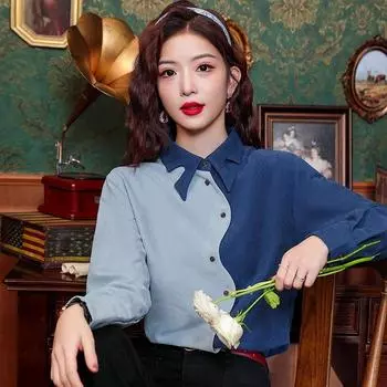 Весенняя новинка женская рубашка Commuter однобортная с рукавами на плечах S красный