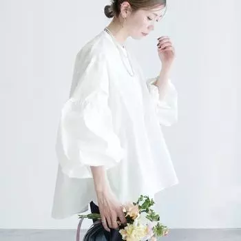 Весенняя новинка женская рубашка с рукавами-фонариками Design Sense Niche Shirt Loose Casual Solid Color Universal Top M белый