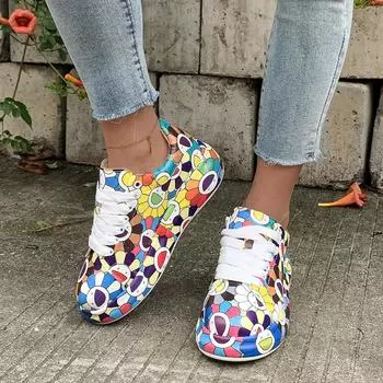 Весенняя обувь Белые туфли Туфли для доски Женская модная повседневная женская обувь Женские туфли на плоской подошве с леопардовым принтом 36