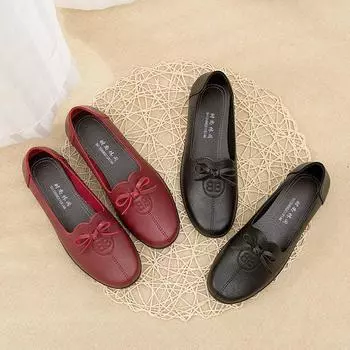 Весенняя обувь для женщин среднего и пожилого возраста, туфли-лодочки с бантом, удобные нескользящие туфли-лоферы для мам с мягкой подошвой 35