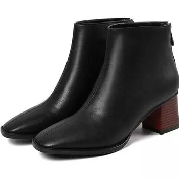 Весенняя обувь. Женские сапоги. Натуральная кожа. Коровья кожа. Короткие сапоги больших размеров. Классические однотонные три цвета. 34 бежевый