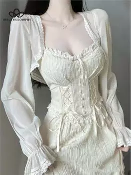 Весенняя одежда, женское платье французской феи для перерыва на чай, платье на бретельках для отдыха на море, женское элегантное длинное праздничное платье S