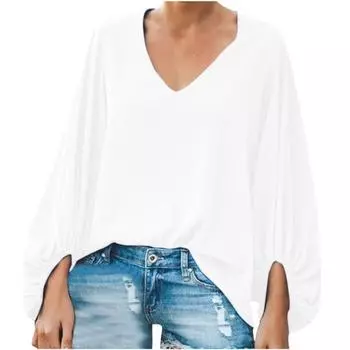 Весенняя однотонная офисная женская рубашка, модная свободная блузка с v-образным вырезом и длинными рукавами, винтажные белые топы, Blusas Femininas 28033 S зелёный