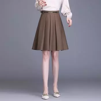 Весенняя однотонная плиссированная юбка 2023 года — короткая, модная и шикарная для поездок на работу. XL