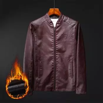 Весенняя, осенняя и зимняя мужская куртка, повседневная мужская куртка из искусственной кожи с воротником-стойкой M