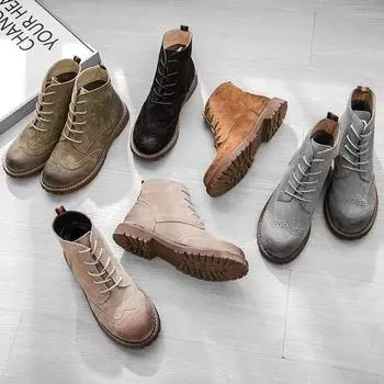 Весенняя, осенняя и зимняя женская обувь. Матовая кожа. Женские короткие сапоги. Замшевые женские сапоги в стиле ретро. Подходит для женщин. Голые сапоги. 43 чёрный