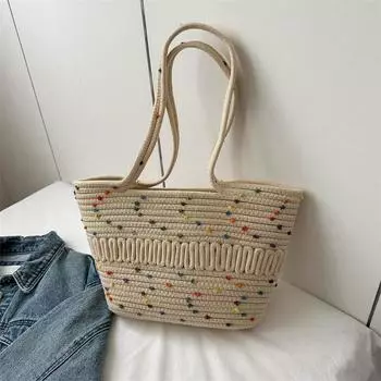 Весенняя плетеная сумка женская 2024 новый модный тренд большая вместительная сумка для девушек иностранный стиль сумка через плечо подмышку