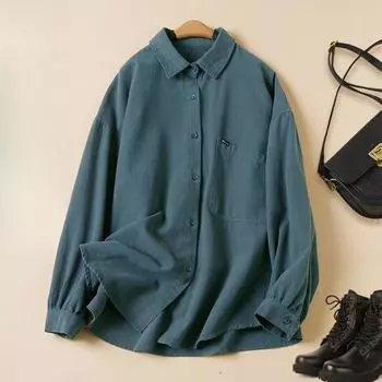 Весенняя повседневная черная свободная рубашка, верхнее пальто, женская одежда, рубашки M хаки