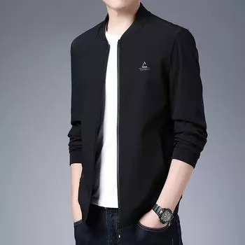 Весенняя повседневная легкая зрелая однотонная молния с воротником-стойкой в Корейском стиле и карман с боковым швом, молодежная куртка с прямым подолом M