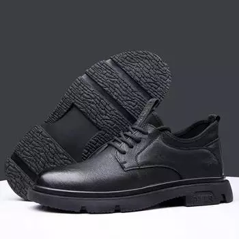 Весенняя повседневная обувь Мужская деловая офисная обувь из натуральной кожи Обувь для походов на открытом воздухе Оксфорды для мужчин большой размер 38-48 38 чёрный