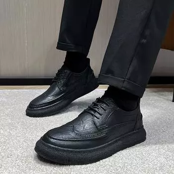Весенняя повседневная обувь тренд британский мужской костюм свадебный жених деловой костюм кожаные туфли 25830-T 40 чёрный