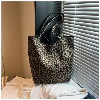 Весенняя повседневная сумка большой вместимости женская популярная сумка через плечо с леопардовым принтом сумка-тоут для поездок на работу цветной печати леопарда
