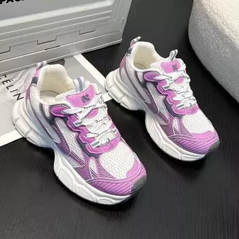 Весенняя повседневная удобная женская спортивная обувь, дышащая нескользящая уличная женская обувь на шнуровке с сеткой Zapatillas De Mujer 35
