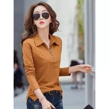 Весенняя приталенная однотонная рубашка-поло из чистого хлопка с длинными рукавами и длинными рукавами, размер плюс XXXXL чёрный