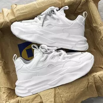 Весенняя прямая трансляция Niche 2024 года, водонепроницаемая спортивная обувь на толстой подошве с низким верхом из замши и сетки в гонконгском стиле Douyin 39 чёрный