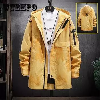 Весенняя рабочая куртка большого размера с капюшоном, длинное повседневное свободное ветровка, удобная парка для мужчин XXXXL темно серый