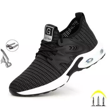 Весенняя рабочая обувь, мужские противоударные стальные носки, защитная рабочая обувь, мужские кроссовки Zapatos De Seguridad Hombre 36 чёрный