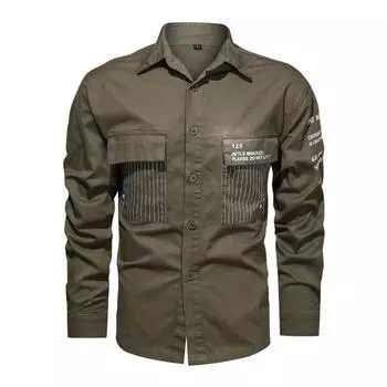 Весенняя рабочая рубашка мужская с длинными рукавами из чистого хлопка европейского и американского стандарта, большой размер, мужская рубашка, однотонная куртка M