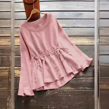 Весенняя рубашка из хлопка и льна больших размеров с длинными рукавами, застегивающаяся на пуговицы, однотонная рубашка, блузки и рубашки S белый