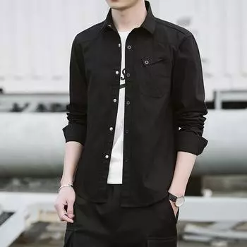 Весенняя рубашка с длинным рукавом, мужская, инструментальная, среднего возраста, из чистого хлопка, повседневная, весенняя, армейского зеленого цвета, большого размера, тонкая джинсовая военная форма M белый