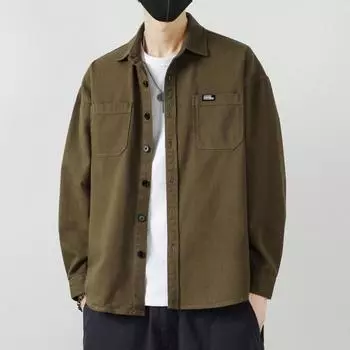 Весенняя рубашка с длинным рукавом, мужская повседневная рубашка, мужская рубашка для инструментов M серый