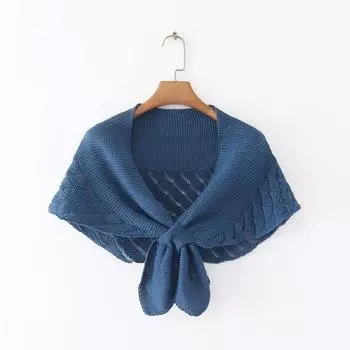 Весенняя шаль Crow s Feet в стиле знаменитостей, вязаная на весну и лето в иностранном стиле, для комнаты с кондиционером и воротником-стойкой One Size серый