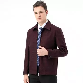 Весенняя шерстяная куртка для мужчин среднего и пожилого возраста, деловая, повседневная шерстяная куртка для пап 170