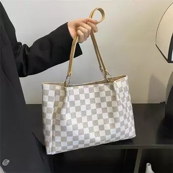 Весенняя сумка через плечо большой емкости, новая стильная сумка-тоут в шахматную клетку, оптовая продажа, женская сумка через плечо на одно плечо