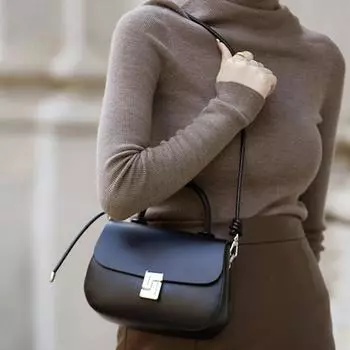 Весенняя сумка из высококачественной кожи в стиле ретро, изысканная кожаная сумка, женская сумка-седло на одно плечо 20*7*14.5cm чёрный