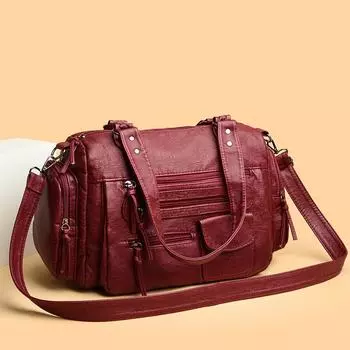 Весенняя сумка-локомотив с несколькими карманами, высококачественная фактура, модная сумка через плечо для женщин красный