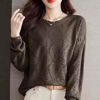 Весенняя тонкая базовая рубашка, верхняя часть, весенняя и осенняя базовая рубашка, свободная, весенняя, с длинными рукавами, трикотажная женская S жёлтый