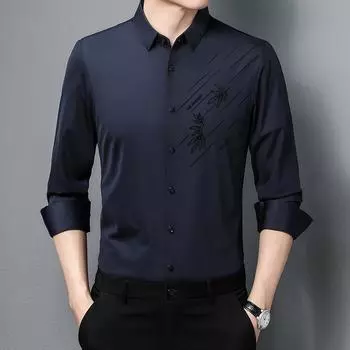 Весенняя тонкая новая нейлоновая бесшовная рубашка с длинными рукавами мужская повседневная деловая рубашка с длинными рукавами не требующая глажки M