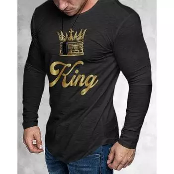 Весенняя верхняя мужская рубашка большого размера с цифровым принтом уличная молодежная футболка с длинным рукавом с принтом мужские топы S